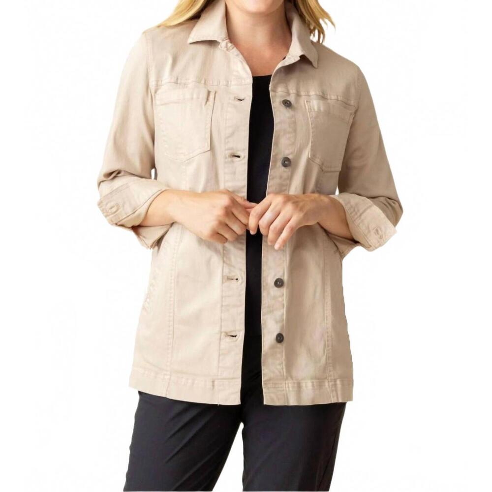 NEW HABITAT stretch denim boyfriend jacket in oatmeal